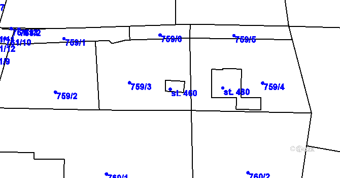 Parcela st. 460 v KÚ Chodov u Domažlic, Katastrální mapa