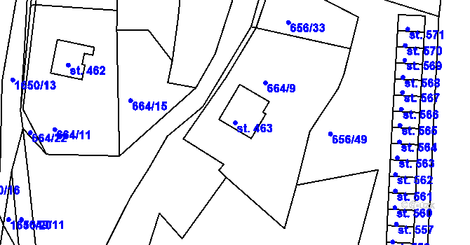 Parcela st. 463 v KÚ Chodov u Domažlic, Katastrální mapa