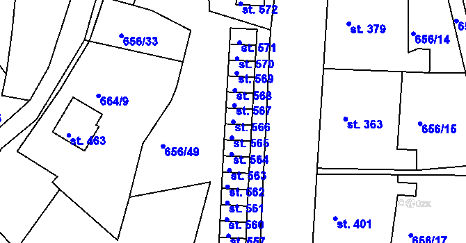 Parcela st. 566 v KÚ Chodov u Domažlic, Katastrální mapa