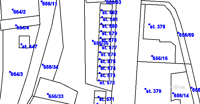 Parcela st. 576 v KÚ Chodov u Domažlic, Katastrální mapa