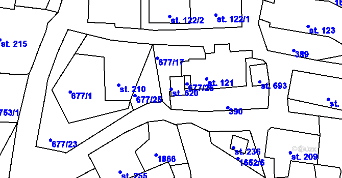 Parcela st. 620 v KÚ Chodov u Domažlic, Katastrální mapa