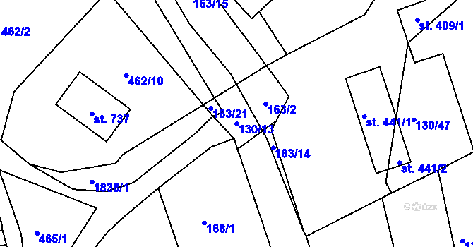 Parcela st. 130/13 v KÚ Chodov u Domažlic, Katastrální mapa
