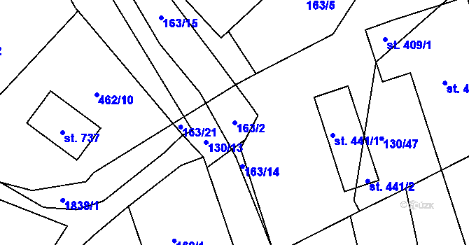 Parcela st. 163/2 v KÚ Chodov u Domažlic, Katastrální mapa