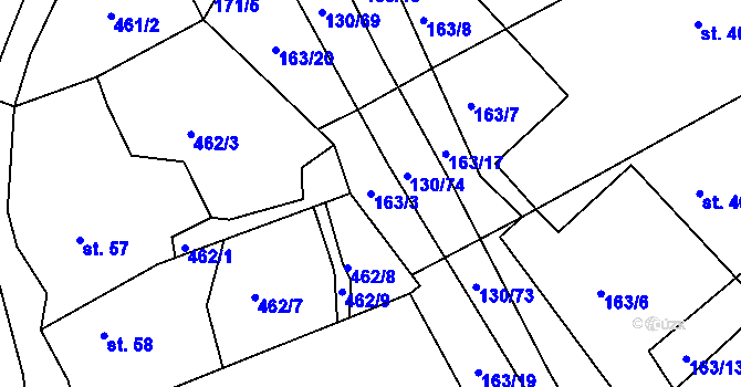 Parcela st. 163/3 v KÚ Chodov u Domažlic, Katastrální mapa