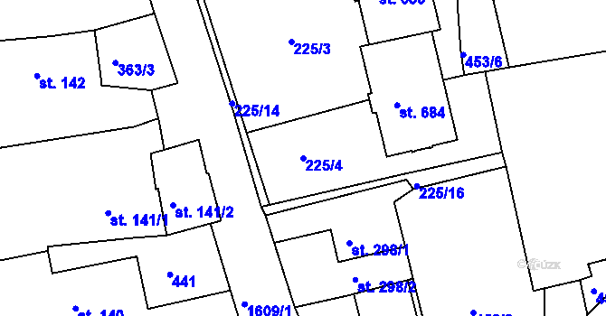 Parcela st. 225/4 v KÚ Chodov u Domažlic, Katastrální mapa
