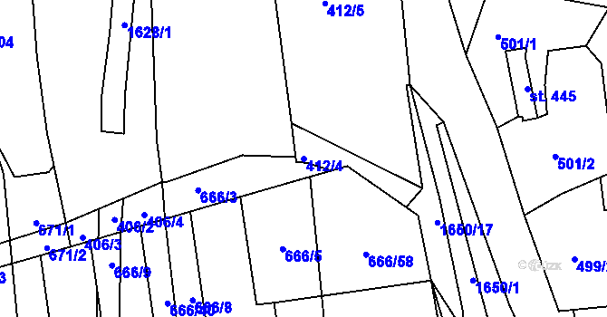 Parcela st. 412/4 v KÚ Chodov u Domažlic, Katastrální mapa