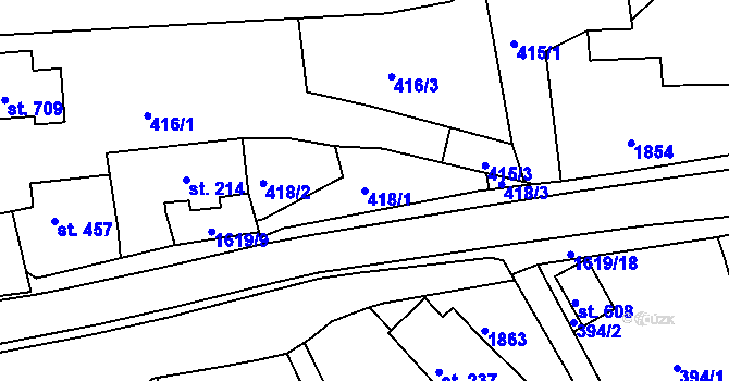 Parcela st. 418/1 v KÚ Chodov u Domažlic, Katastrální mapa