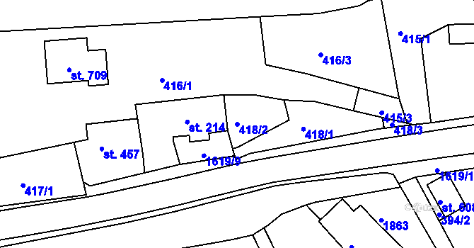 Parcela st. 418/2 v KÚ Chodov u Domažlic, Katastrální mapa