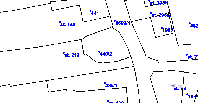 Parcela st. 440/2 v KÚ Chodov u Domažlic, Katastrální mapa