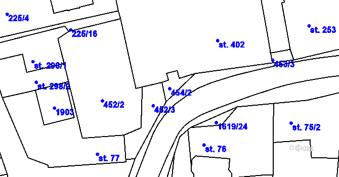 Parcela st. 454/2 v KÚ Chodov u Domažlic, Katastrální mapa