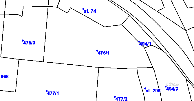 Parcela st. 475/1 v KÚ Chodov u Domažlic, Katastrální mapa