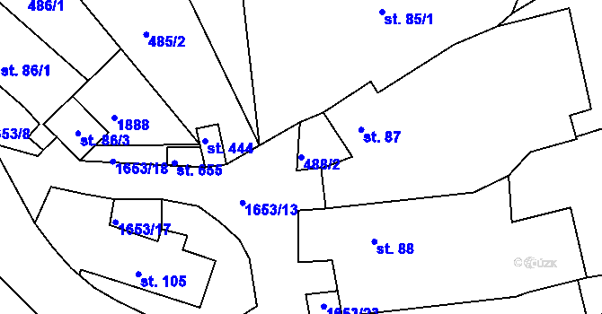 Parcela st. 488/2 v KÚ Chodov u Domažlic, Katastrální mapa