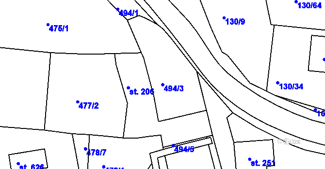Parcela st. 494/3 v KÚ Chodov u Domažlic, Katastrální mapa