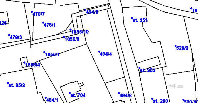 Parcela st. 494/4 v KÚ Chodov u Domažlic, Katastrální mapa