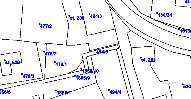 Parcela st. 494/5 v KÚ Chodov u Domažlic, Katastrální mapa