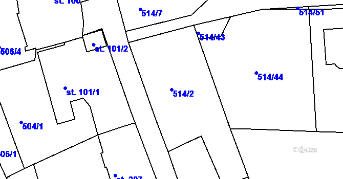 Parcela st. 514/2 v KÚ Chodov u Domažlic, Katastrální mapa