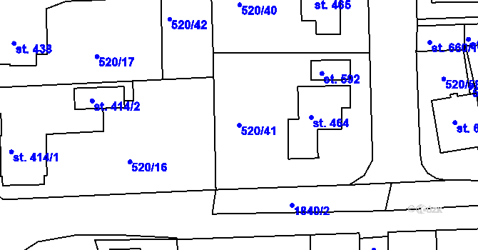 Parcela st. 520/41 v KÚ Chodov u Domažlic, Katastrální mapa