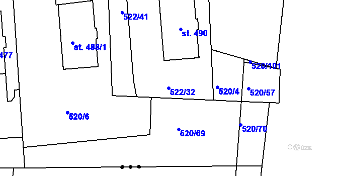 Parcela st. 522/32 v KÚ Chodov u Domažlic, Katastrální mapa