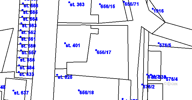 Parcela st. 656/17 v KÚ Chodov u Domažlic, Katastrální mapa