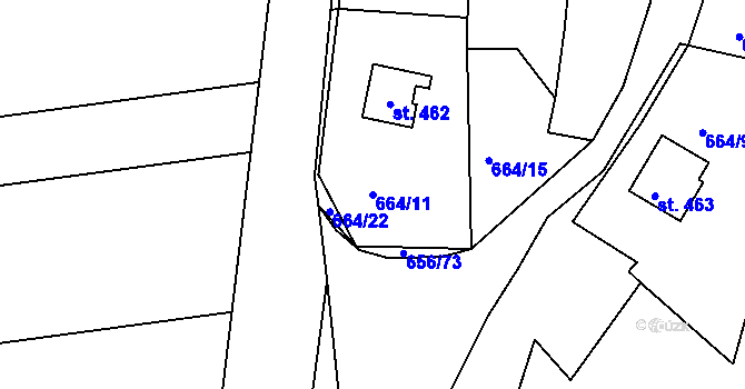 Parcela st. 664/11 v KÚ Chodov u Domažlic, Katastrální mapa