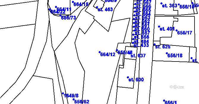 Parcela st. 664/12 v KÚ Chodov u Domažlic, Katastrální mapa