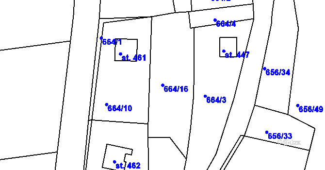 Parcela st. 664/16 v KÚ Chodov u Domažlic, Katastrální mapa