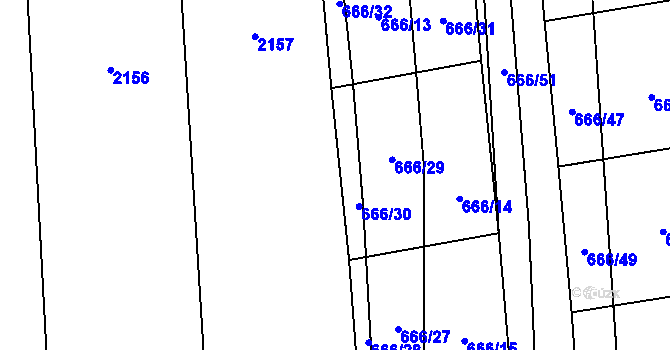 Parcela st. 666/1 v KÚ Chodov u Domažlic, Katastrální mapa