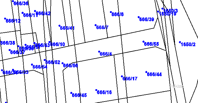 Parcela st. 666/4 v KÚ Chodov u Domažlic, Katastrální mapa