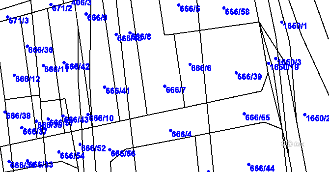 Parcela st. 666/7 v KÚ Chodov u Domažlic, Katastrální mapa