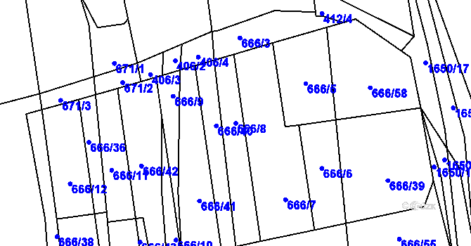 Parcela st. 666/8 v KÚ Chodov u Domažlic, Katastrální mapa