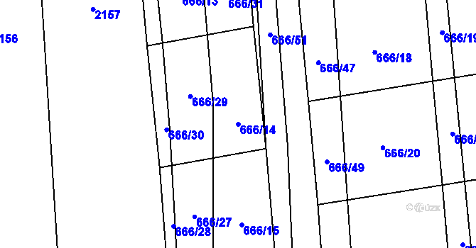Parcela st. 666/14 v KÚ Chodov u Domažlic, Katastrální mapa