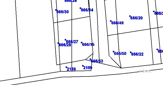 Parcela st. 666/15 v KÚ Chodov u Domažlic, Katastrální mapa