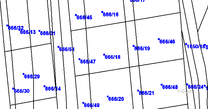 Parcela st. 666/18 v KÚ Chodov u Domažlic, Katastrální mapa