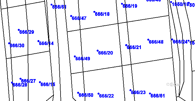 Parcela st. 666/20 v KÚ Chodov u Domažlic, Katastrální mapa