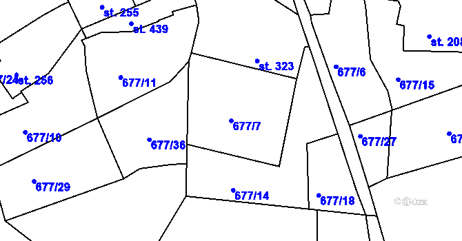 Parcela st. 677/7 v KÚ Chodov u Domažlic, Katastrální mapa