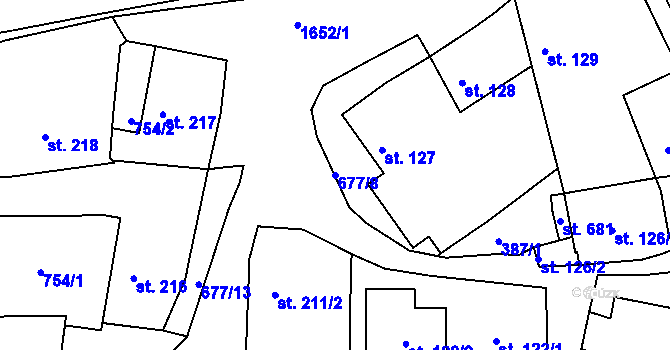 Parcela st. 677/8 v KÚ Chodov u Domažlic, Katastrální mapa
