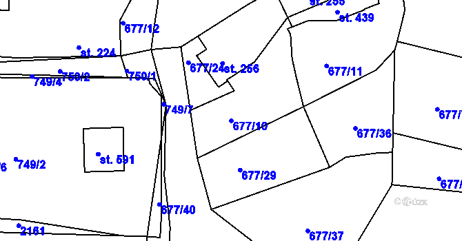 Parcela st. 677/10 v KÚ Chodov u Domažlic, Katastrální mapa