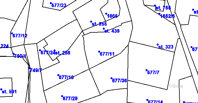 Parcela st. 677/11 v KÚ Chodov u Domažlic, Katastrální mapa