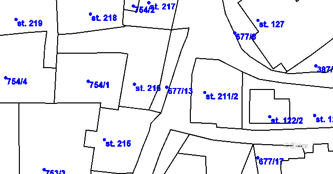Parcela st. 677/13 v KÚ Chodov u Domažlic, Katastrální mapa