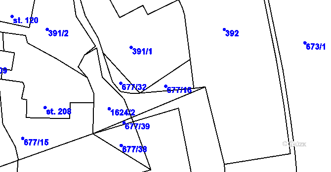 Parcela st. 677/16 v KÚ Chodov u Domažlic, Katastrální mapa