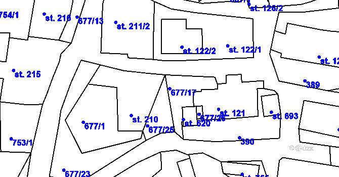 Parcela st. 677/17 v KÚ Chodov u Domažlic, Katastrální mapa