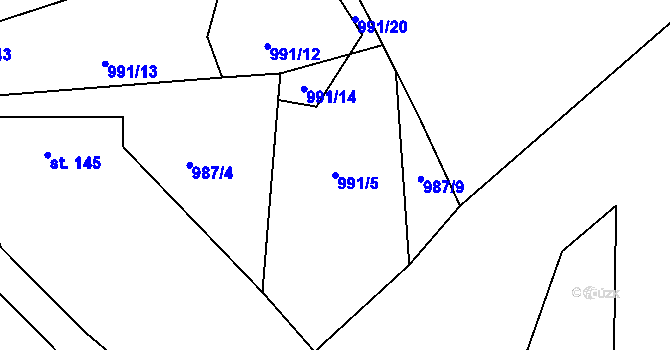 Parcela st. 991/5 v KÚ Chodov u Domažlic, Katastrální mapa