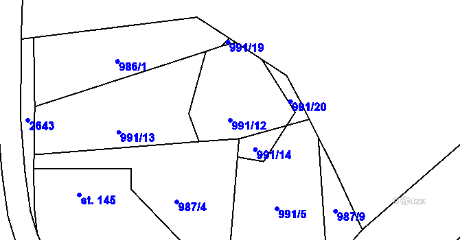 Parcela st. 991/12 v KÚ Chodov u Domažlic, Katastrální mapa