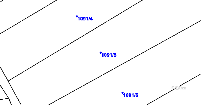 Parcela st. 1091/5 v KÚ Chodov u Domažlic, Katastrální mapa
