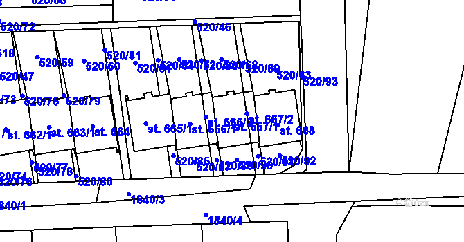Parcela st. 667/1 v KÚ Chodov u Domažlic, Katastrální mapa