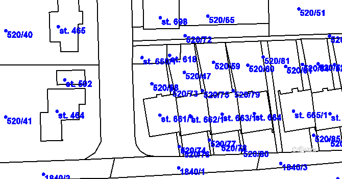 Parcela st. 520/73 v KÚ Chodov u Domažlic, Katastrální mapa