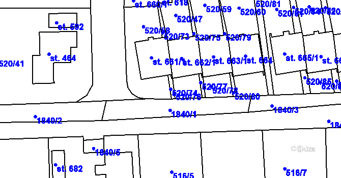 Parcela st. 520/74 v KÚ Chodov u Domažlic, Katastrální mapa