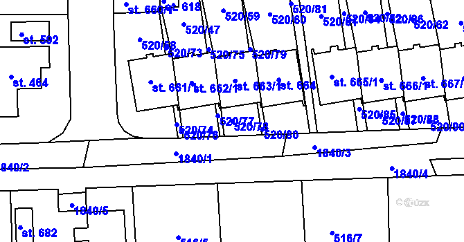 Parcela st. 520/78 v KÚ Chodov u Domažlic, Katastrální mapa