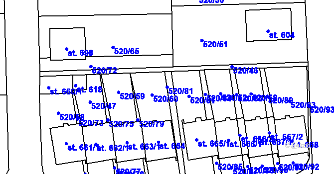 Parcela st. 520/81 v KÚ Chodov u Domažlic, Katastrální mapa