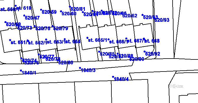 Parcela st. 520/85 v KÚ Chodov u Domažlic, Katastrální mapa